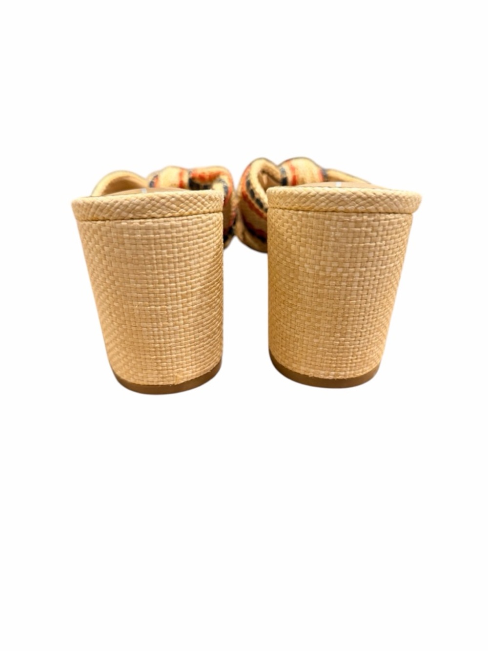MIA Tan Braided Knot Mules with Red & Navy Trim - Picture 8 of 11